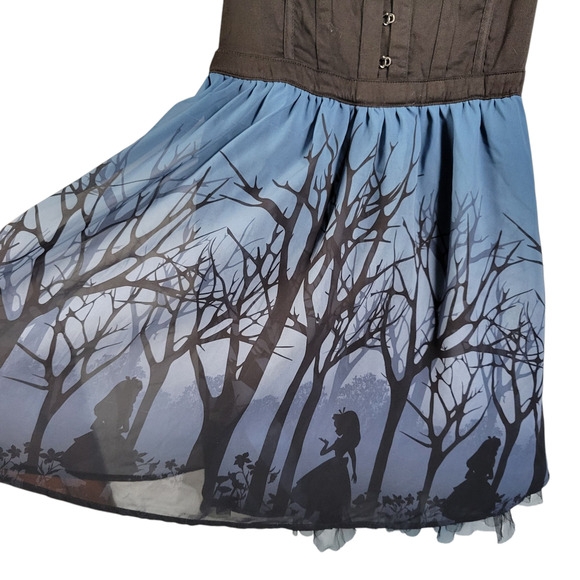 Disney Alice in Wonderland Corset Dress XS Halloween Gothic Cosplay Blue Black - Picture 8 of 15